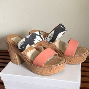 Dolce Vita Coral and Black Platform Sandals